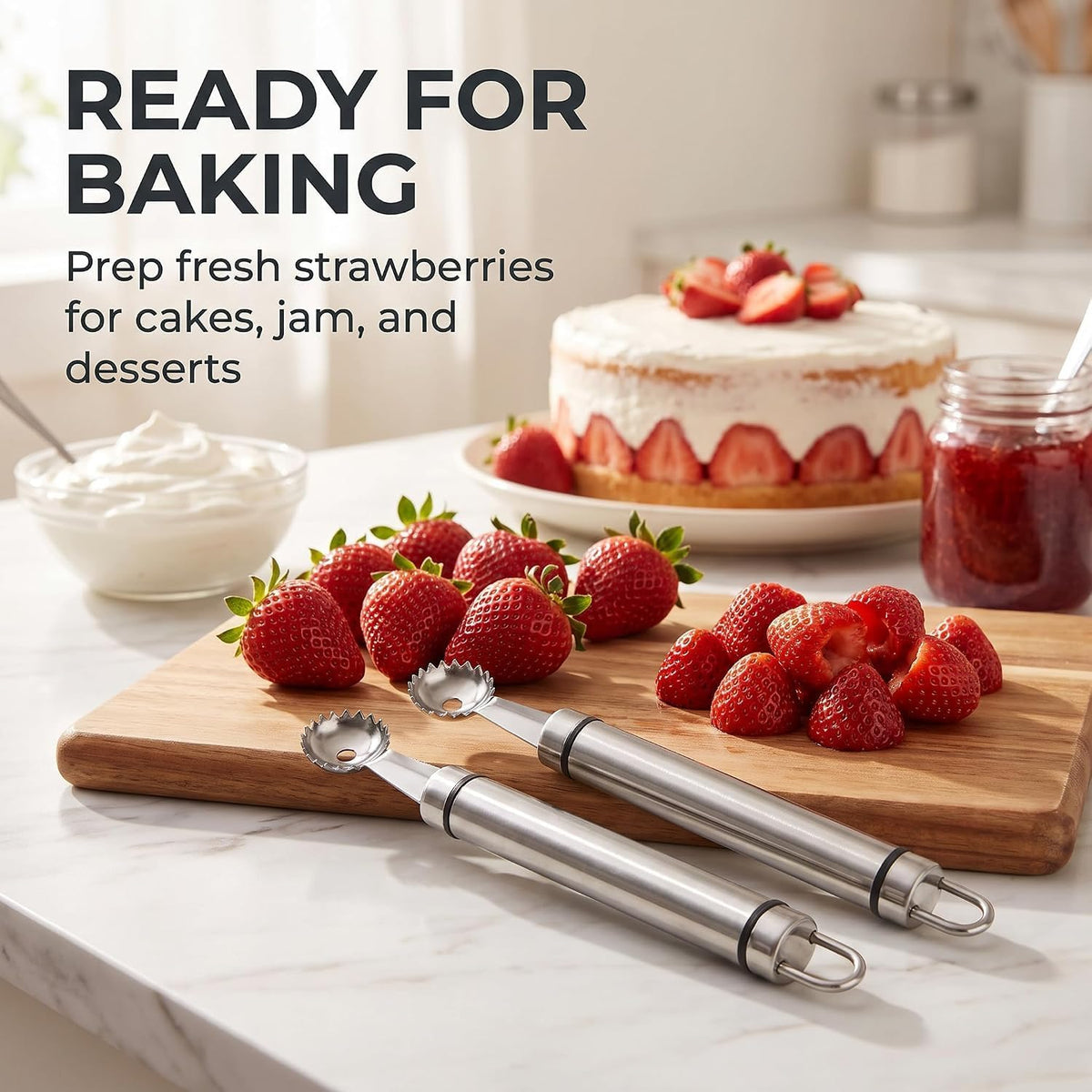 Silver Stainless Steel Strawberry Huller and Tomato Stem Corer Tool Cherry Tomatoes Stem Remover, Dishwasher Safe，Fruit and Vegetable Corers