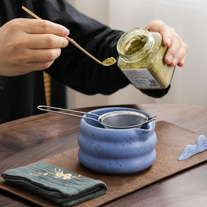 7Pcs Japanese Matcha Tea Set, Matcha Kit with Matcha Bowl (with Pouring Spout), Matcha Whisk, Whisk Holder, Strainer - Elegant Matcha Set for Gifting and Personal Use, Gift Box Packaging (white)