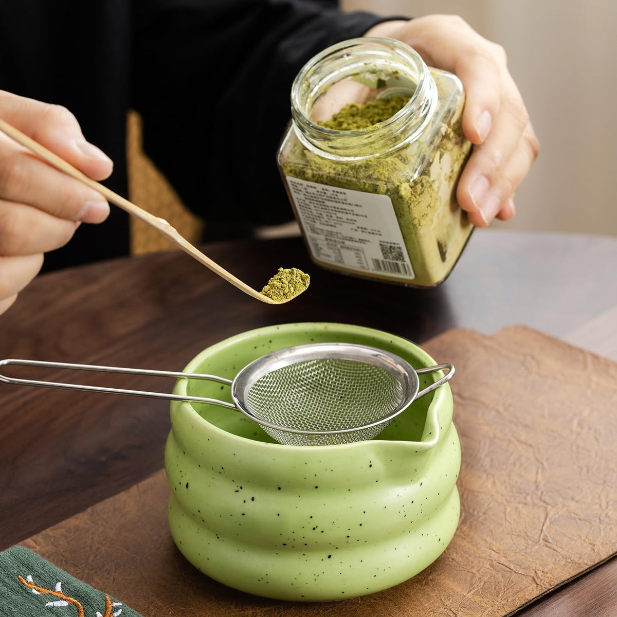 7Pcs Japanese Matcha Tea Set, Matcha Kit with Matcha Bowl (with Pouring Spout), Matcha Whisk, Whisk Holder, Strainer - Elegant Matcha Set for Gifting and Personal Use, Gift Box Packaging (white)
