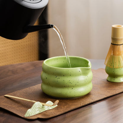 7Pcs Japanese Matcha Tea Set, Matcha Kit with Matcha Bowl (with Pouring Spout), Matcha Whisk, Whisk Holder, Strainer - Elegant Matcha Set for Gifting and Personal Use, Gift Box Packaging (white)