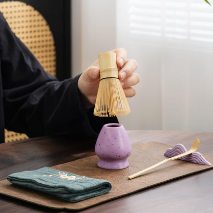 7Pcs Japanese Matcha Tea Set, Matcha Kit with Matcha Bowl (with Pouring Spout), Matcha Whisk, Whisk Holder, Strainer - Elegant Matcha Set for Gifting and Personal Use, Gift Box Packaging (white)