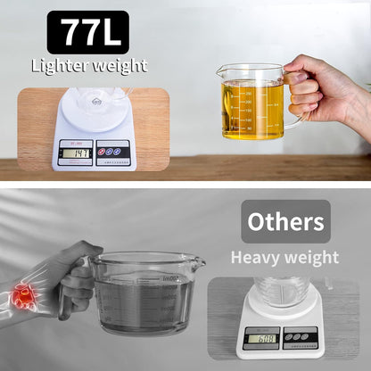 2 Cup Glass Measuring Cup, [Insulated handle, V-Shaped Spout], High Borosilicate Glass Measuring Cup for Kitchen or Restaurant, Easy To Read, 500 ML (0.5 Liter, 2 Cup)