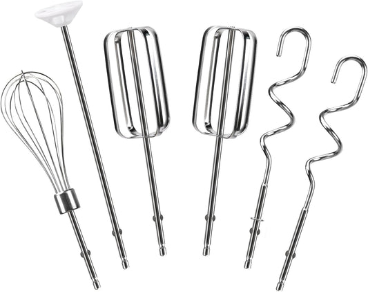 6 Pack Hand Mixer Beaters Attachments Compatible with Hamilton Beach | Replacement Beater, Dough Hook, Blending Rod, Whisk Parts for 62632R, 62682RZ, 62692, 62695V, 64699 Handheld Mixers Blender