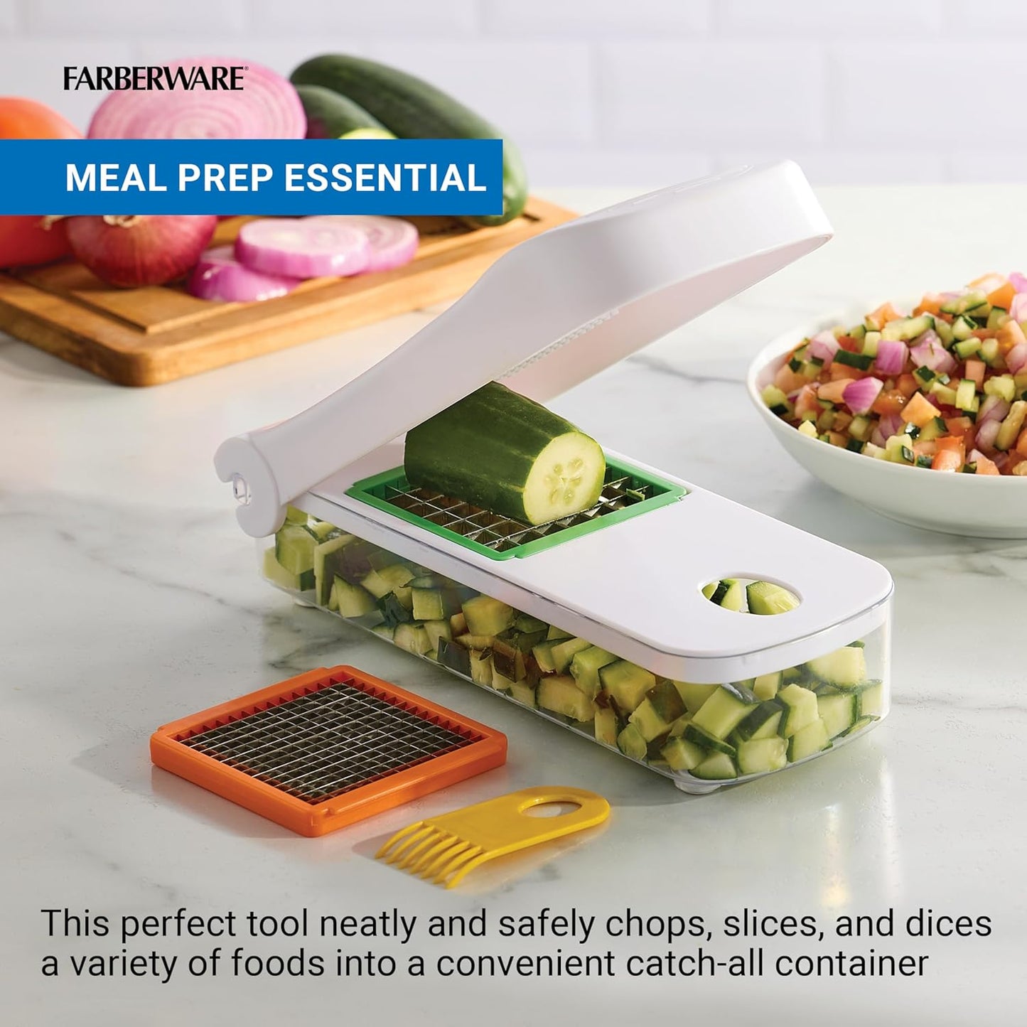 Professional Vegetable Chopper, 2 Blades For Slicing and Dicing Onions, Tomatoes, Potatoes And More, Meal Prep Made Easy
