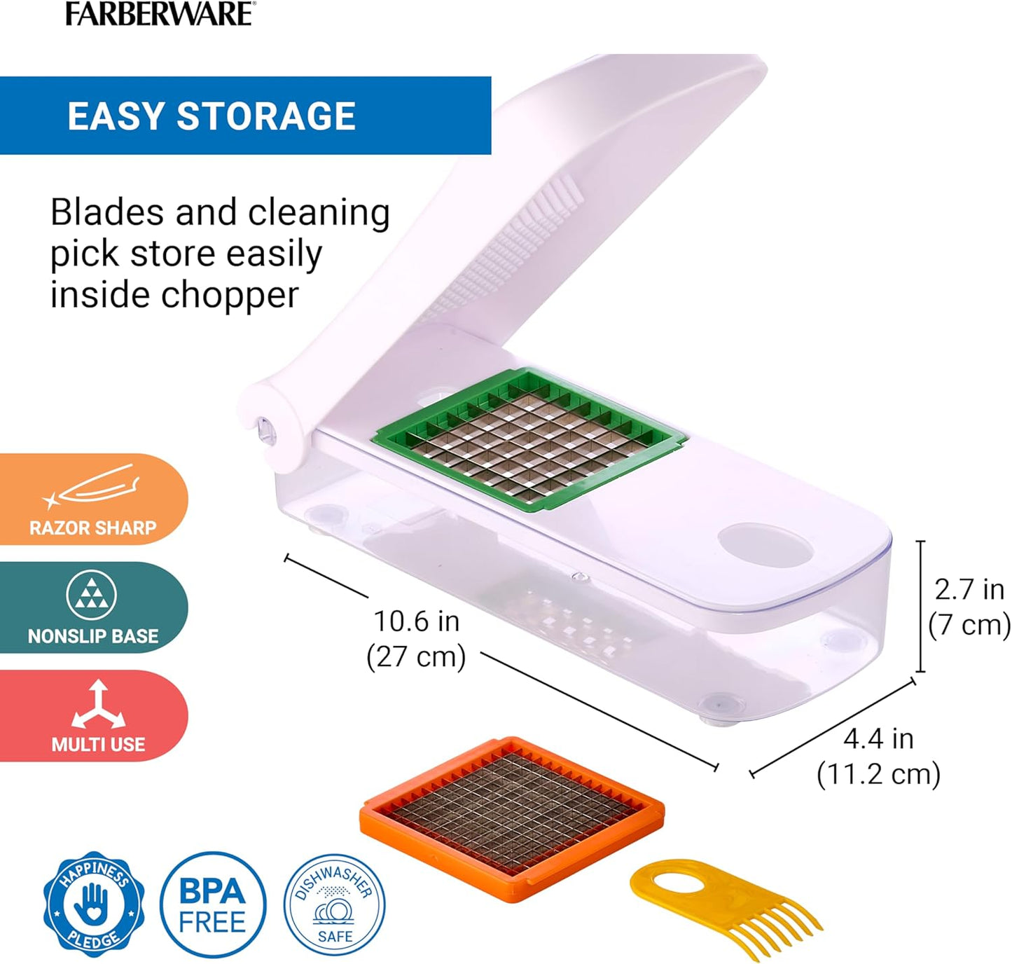 Professional Vegetable Chopper, 2 Blades For Slicing and Dicing Onions, Tomatoes, Potatoes And More, Meal Prep Made Easy