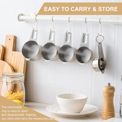 Stainless Steel Measuring Cups & Spoons Set, Kitchen Tools Nesting Measuring Cups and Spoons, Fits in Spice Jars for Baking & Cooking, BPA Free, Set of 15 with Leveler, Multicolor