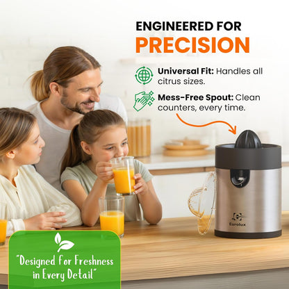 Electric Orange Juicer, Sleek Effortless Citrus Juice Squeezer for Lemon, Lime, Grapefruit | Powerful Motor, Easy to Clean, Removable Dishwasher-Safe Parts