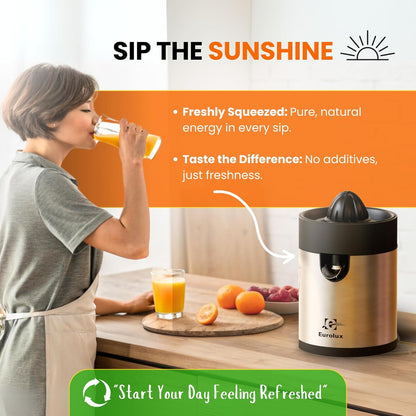 Electric Orange Juicer, Sleek Effortless Citrus Juice Squeezer for Lemon, Lime, Grapefruit | Powerful Motor, Easy to Clean, Removable Dishwasher-Safe Parts