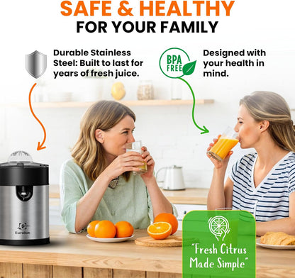 Electric Orange Juicer, Sleek Effortless Citrus Juice Squeezer for Lemon, Lime, Grapefruit | Powerful Motor, Easy to Clean, Removable Dishwasher-Safe Parts