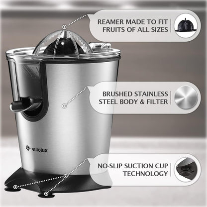 Electric Orange Juicer, Sleek Effortless Citrus Juice Squeezer for Lemon, Lime, Grapefruit | Powerful Motor, Easy to Clean, Removable Dishwasher-Safe Parts