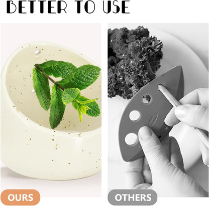 Herb Stripper Bowl Ceramic – Handcrafted Pottery Herb Peeler & Leaf Stripping Tool, Perfect for Kale, Thyme, Basil, Rosemary, Parsley, Cilantro, Oregano – Kitchen Must-Have Peeling Bowl