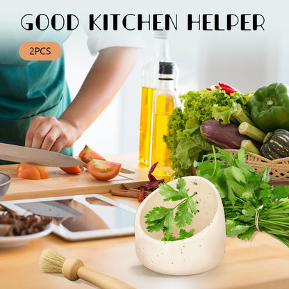 Herb Stripper Bowl Ceramic – Handcrafted Pottery Herb Peeler & Leaf Stripping Tool, Perfect for Kale, Thyme, Basil, Rosemary, Parsley, Cilantro, Oregano – Kitchen Must-Have Peeling Bowl