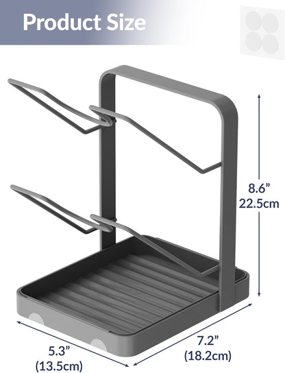 Versatile Pot Lid Ladle Holder Multipurpose Spatula Pad Book Cutting Board Spoon Rest Kitchen Utensils Drip Tray Washable Durable Stable Tack-Free Installation (Black)