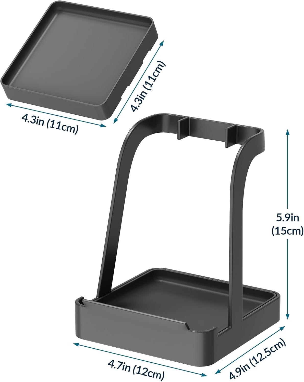 Versatile Pot Lid Ladle Holder Multipurpose Spatula Pad Book Cutting Board Spoon Rest Kitchen Utensils Drip Tray Washable Durable Stable Tack-Free Installation (Black)