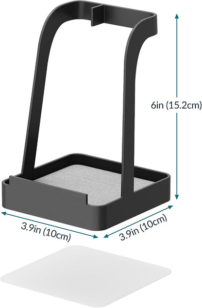 Versatile Pot Lid Ladle Holder Multipurpose Spatula Pad Book Cutting Board Spoon Rest Kitchen Utensils Drip Tray Washable Durable Stable Tack-Free Installation (Black)