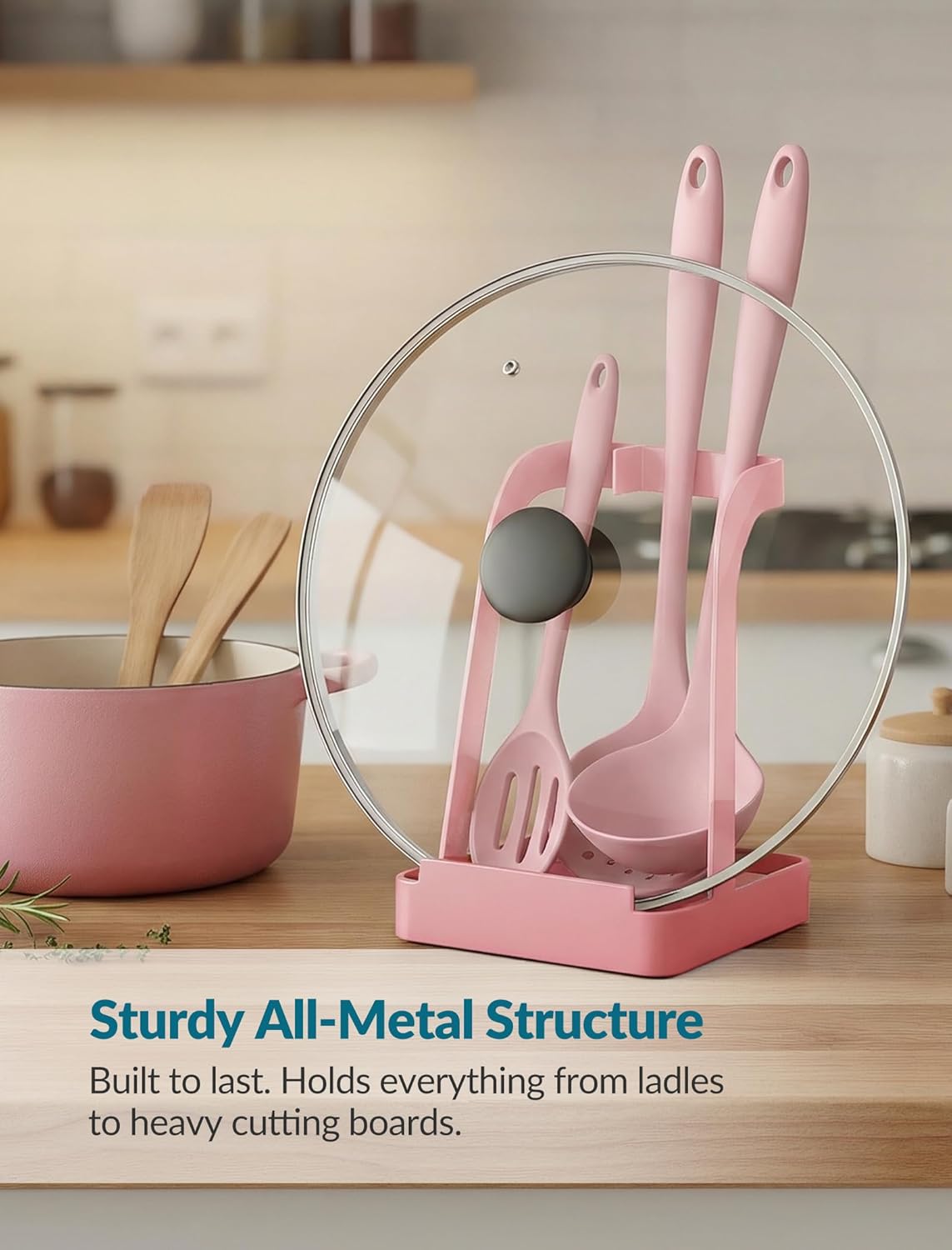 Versatile Pot Lid Ladle Holder Multipurpose Spatula Pad Book Cutting Board Spoon Rest Kitchen Utensils Drip Tray Washable Durable Stable Tack-Free Installation (Black)