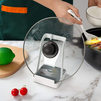 Versatile Pot Lid Ladle Holder Multipurpose Spatula Pad Book Cutting Board Spoon Rest Kitchen Utensils Drip Tray Washable Durable Stable Tack-Free Installation (Black)