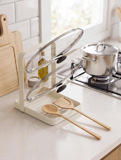 Versatile Pot Lid Ladle Holder Multipurpose Spatula Pad Book Cutting Board Spoon Rest Kitchen Utensils Drip Tray Washable Durable Stable Tack-Free Installation (Black)