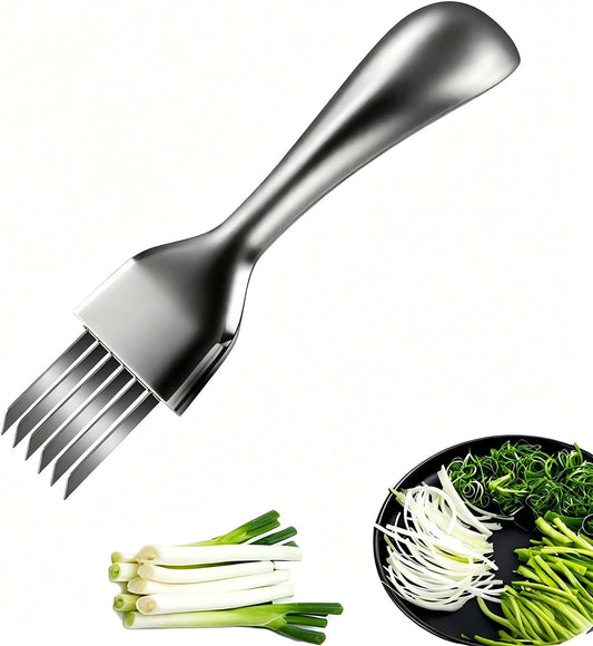 Stainless Steel Green Onion Slicer Cutter with Solid Handle for Garlic | Scallion Shred Silk Knife,Multifunctional Vegetable Shredder, , Ginger, Herbs & Kitchen Meal Prep(6 Blades)