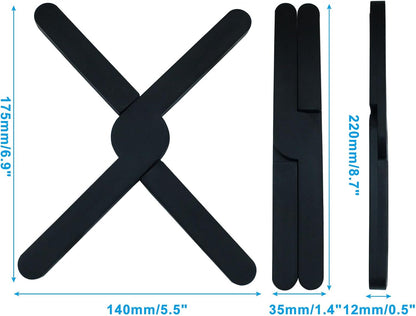 3 Pack Foldable Silicone Trivets, Black, X-Shaped | Versatile and Durable, Anti-Slip and Heat-Resistant, For Hot Dishes Pots and Pans