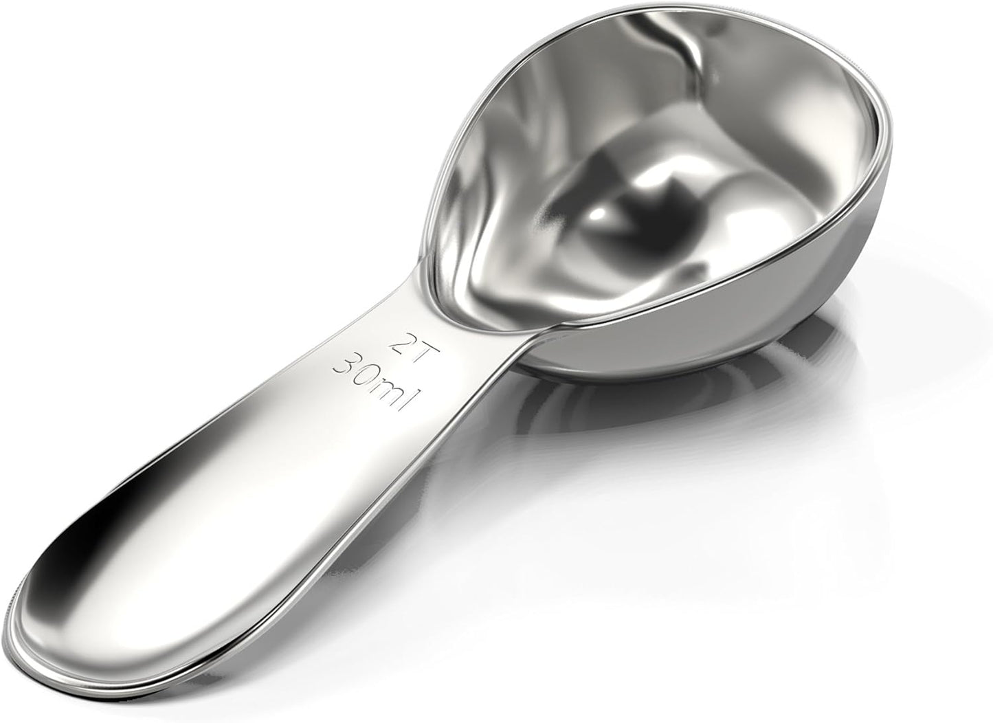 Stainless Steel Coffee Scoop - 2 Tablespoon (30ml) | Heavy duty exact measuring spoon for coffee, tea, sugar, flour & more. Premium 18/8 stainless steel construction.