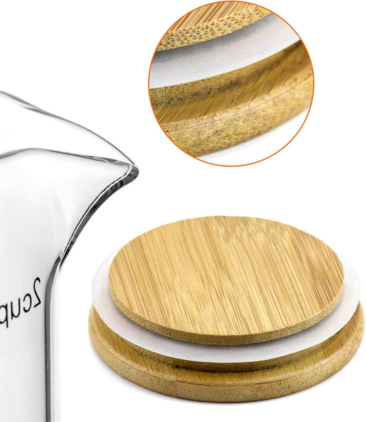 Glass Measuring Cup, 500ML (18 Oz, 2 Cup), High Borosilicate Glass Scale Cup with Handle and Durable Bamboo Lid, for Kitchen or Restaurant