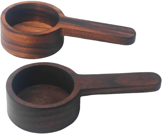 Walnut Wooden Coffee Scoop, 2Pcs Mini Measuring Spoons for Coffee, Tea, Sugar, Milk Powder, Spices, Solid Wood Tablespoon for Jars, Canisters, Kitchen Accessories, Easy to Clean
