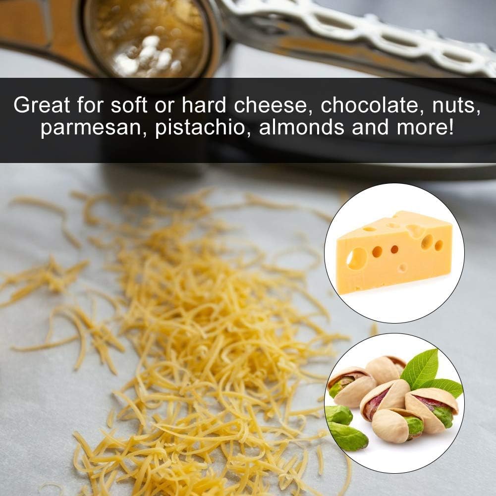 Stainless Steel Rotary Cheese Grater, Hand Crank Cheese Shredder Multifunction Rotatable Cheese Cutter Kitchen Slicing Tool for Hard Cheese, Chocolate & More