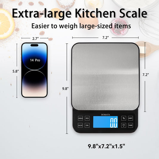 Large Kitchen Scale 0.1g/0.001oz High Precision, 11lb Bakery Scale | % Percentage Function, USB Rechargeable, Full-View Angle LCD with Backlight, Stainless Steel Pan