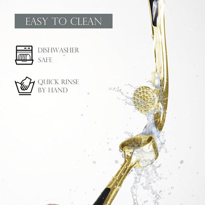 High Effective Premium Garlic Press Set, With Silicone Garlic Peeler & Brush, Heavy Duty Garlic Mincer, Easy to Squeeze and Clean, Rust Proof & Dishwasher Safe - Gold