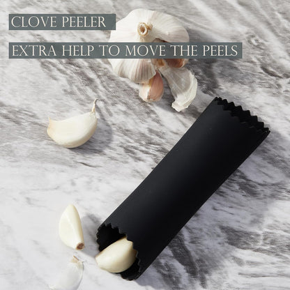 High Effective Premium Garlic Press Set, With Silicone Garlic Peeler & Brush, Heavy Duty Garlic Mincer, Easy to Squeeze and Clean, Rust Proof & Dishwasher Safe - Gold