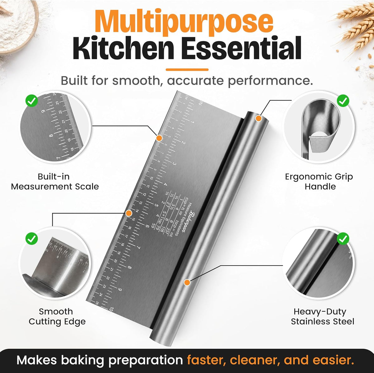 Bakerpan Stainless Steel Heavy Duty Dough Cutter 3 Size Set - 10, 8, 6 Inch
