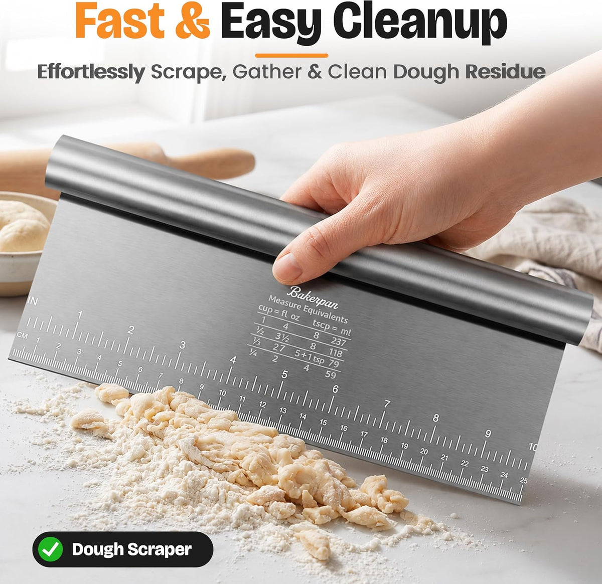 Bakerpan Stainless Steel Heavy Duty Dough Cutter 3 Size Set - 10, 8, 6 Inch
