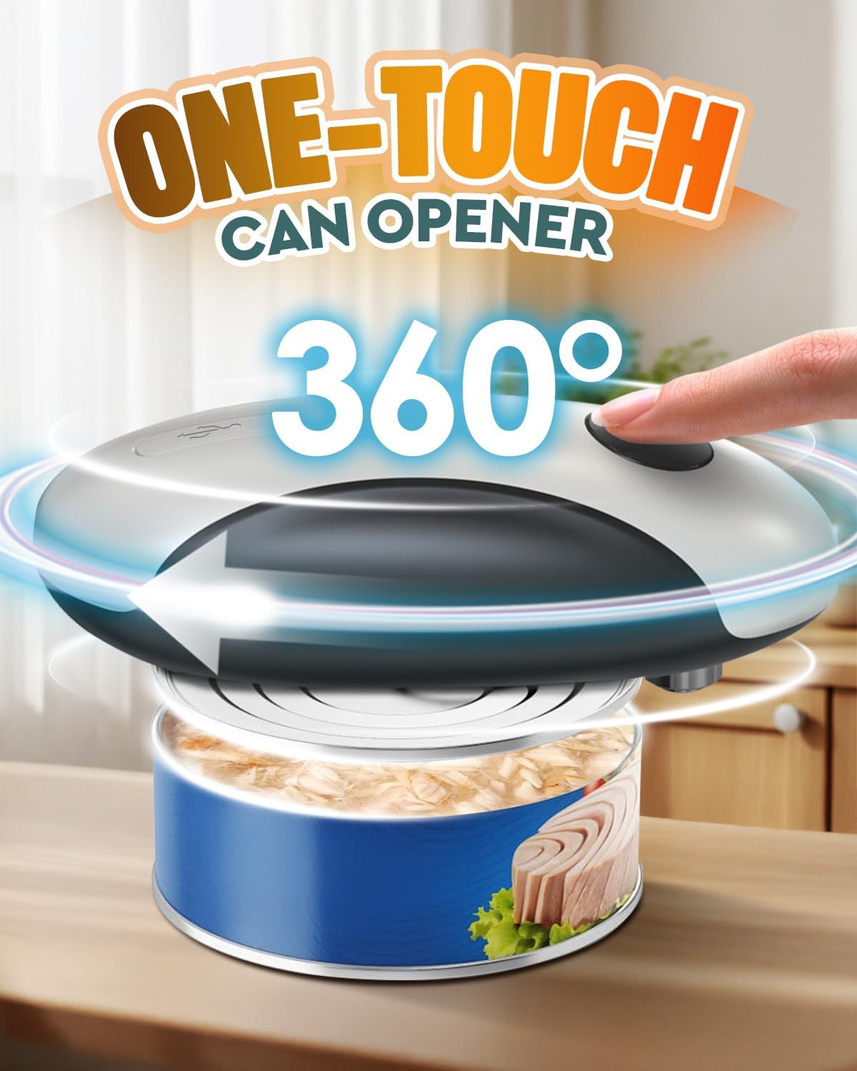 Electric Can Opener, Automatic Rechargeable Can Openers with One-Touch Smooth Edge & Magnetic Lid - Hands-Free Easy-Grip Opener for Seniors with Arthritis and Most Cans