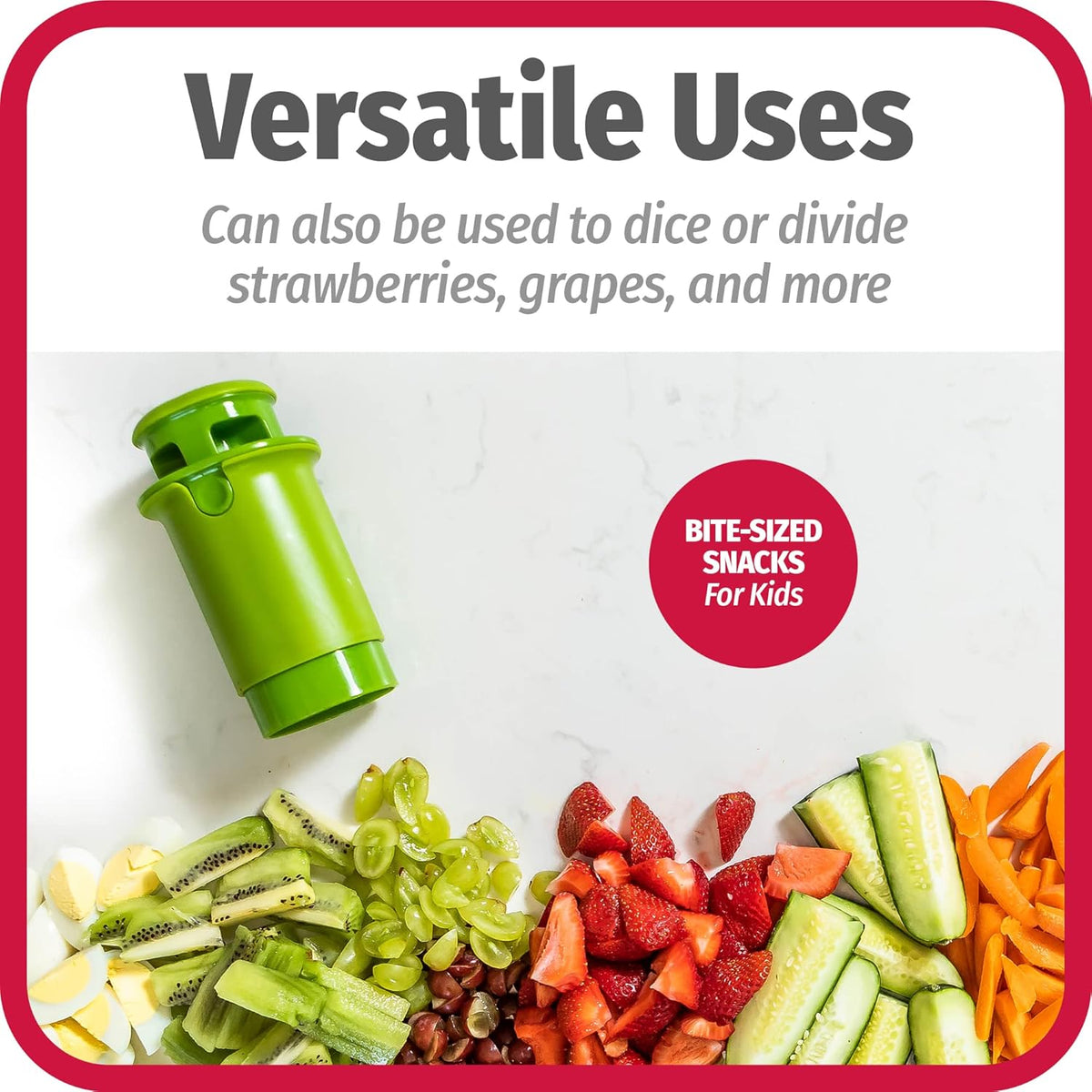 Everyday Fruit & Veggie Divider - Quarters Smaller Fruits and Vegetables, Ideal for Meal-Prep and Sheet Pan Meals, Safe and Mess-Free Slicing