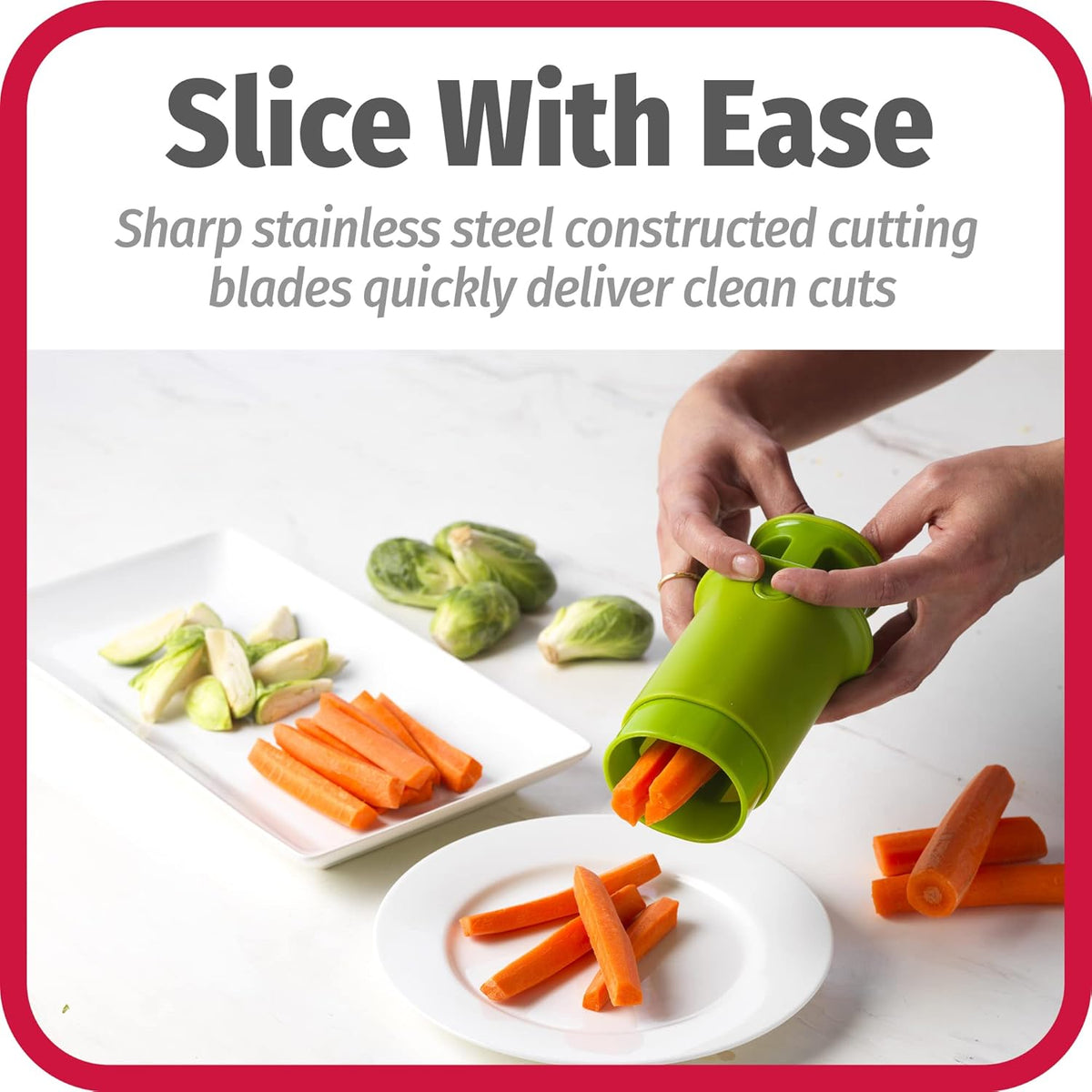 Everyday Fruit & Veggie Divider - Quarters Smaller Fruits and Vegetables, Ideal for Meal-Prep and Sheet Pan Meals, Safe and Mess-Free Slicing