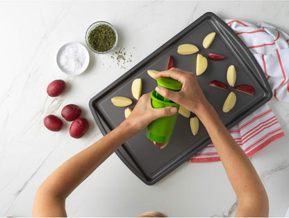 Everyday Fruit & Veggie Divider - Quarters Smaller Fruits and Vegetables, Ideal for Meal-Prep and Sheet Pan Meals, Safe and Mess-Free Slicing