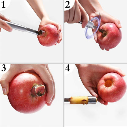 Corer and Pitter Set of 4, Multi-Function Corer and Pitter Remover Set, Stainless Steel Core Remover Tool for Apple, Pear, Cherry, Jujube, Red Dates or More with Sharp Serrated Blade
