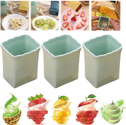 3pcs Cup Slicer - 2023 New Stainless Steel Fruit & Vegetable Slicer Cup, Multipurpose Strawberry Banana Salad Fresh Platter Maker