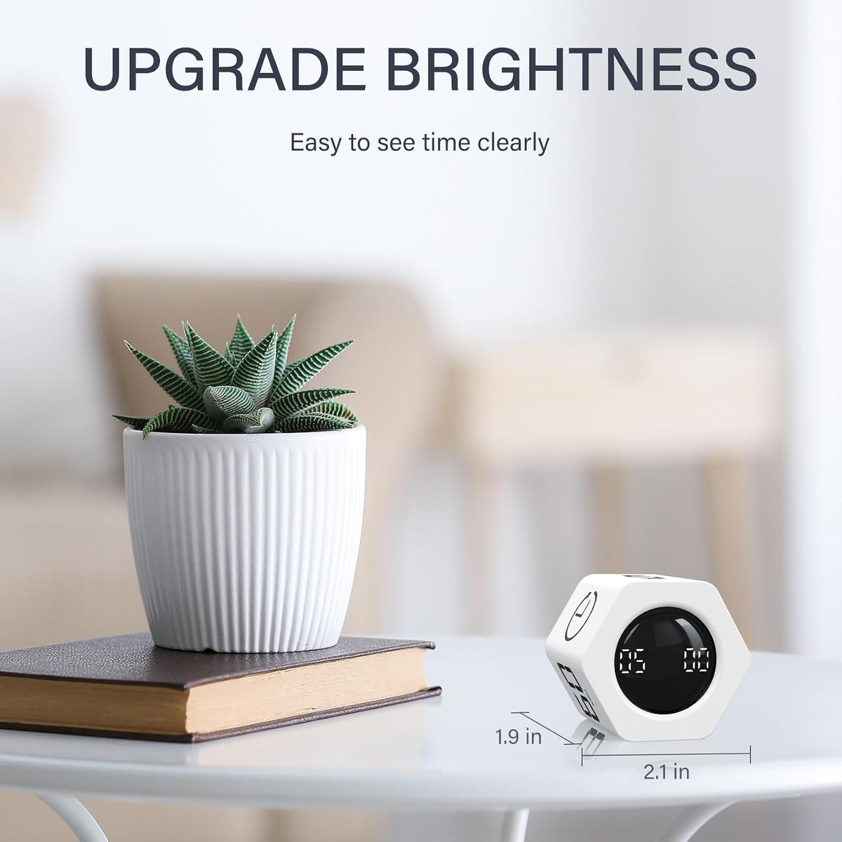 Rotating Productivity Timer 5, 25, 10 30,60 Mins Preset Stopwatch, Desk Flip ProductivityTimer, ADHD Tool Hexagon, Vibration/Mute/Alarm, for Work, Study, Back to School, Kitchen, Black
