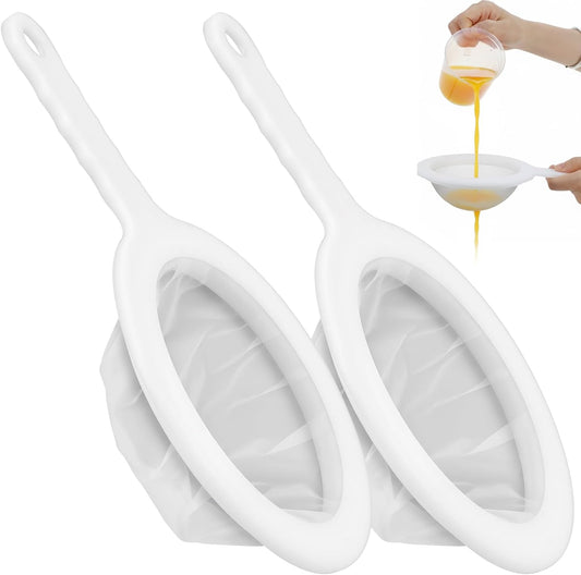 2 Pcs Fine Mesh Strainer Small Plastic Juice Strainer After Juicing Fine Mesh Sieve with Handle Cheese Cloths for Straining Tea Coffee Juice Yogurt and Soup Kitchen Accessories (200 Mesh)