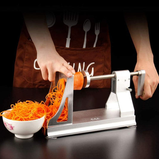 Metal Spiralizer Vegetable Spiralizer Vegetable Spiralizer, 3 Stainless Steel Blades, Manual Suction Base, Japanese Style Potato Spiralizer For Zucchini, Silver