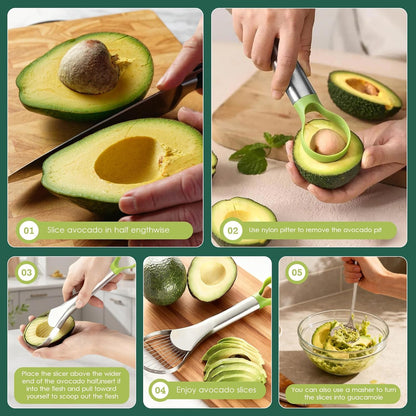 Avocado Slicer,Stainless Steel Avocado Slicer Tool and Avocado Smasher Tool,Quickly Slices Thinly and Masher,Suitable for Avocados,Potatoes,Dragon Fruit and Other Fruits Vegetables