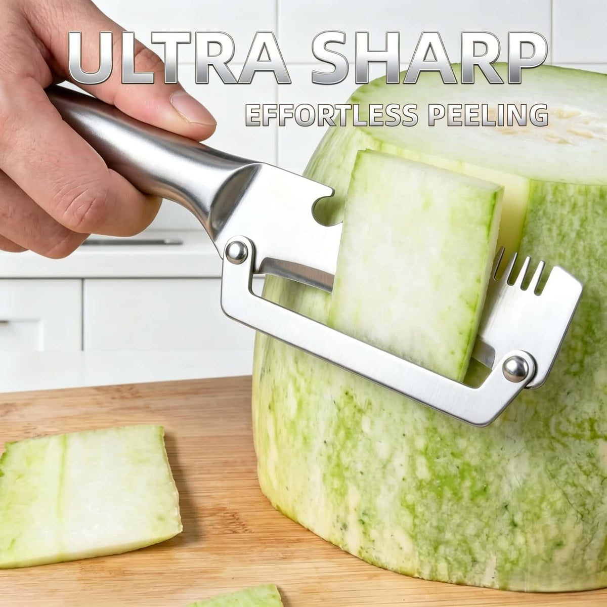 Multi functional Vegetable Peelers for Kitchen, 4 in 1 Wooden Handle Stainless Steel Peeler (peelers shreddingBottle Openerscaling fish) for Fruit Veggie potato Pumpkin, Gifts for Mom (W2pcs）