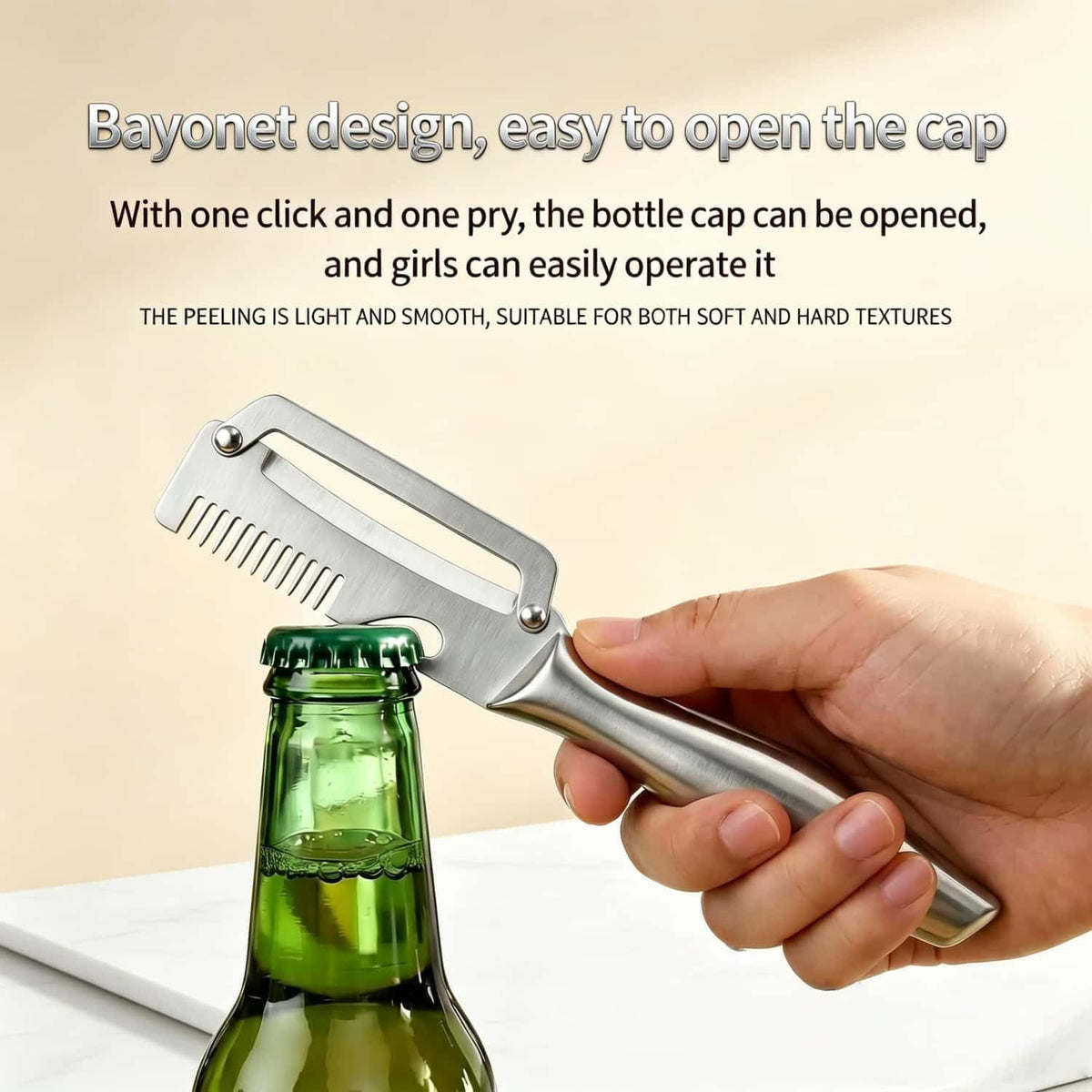 Multi functional Vegetable Peelers for Kitchen, 4 in 1 Wooden Handle Stainless Steel Peeler (peelers shreddingBottle Openerscaling fish) for Fruit Veggie potato Pumpkin, Gifts for Mom (W2pcs）