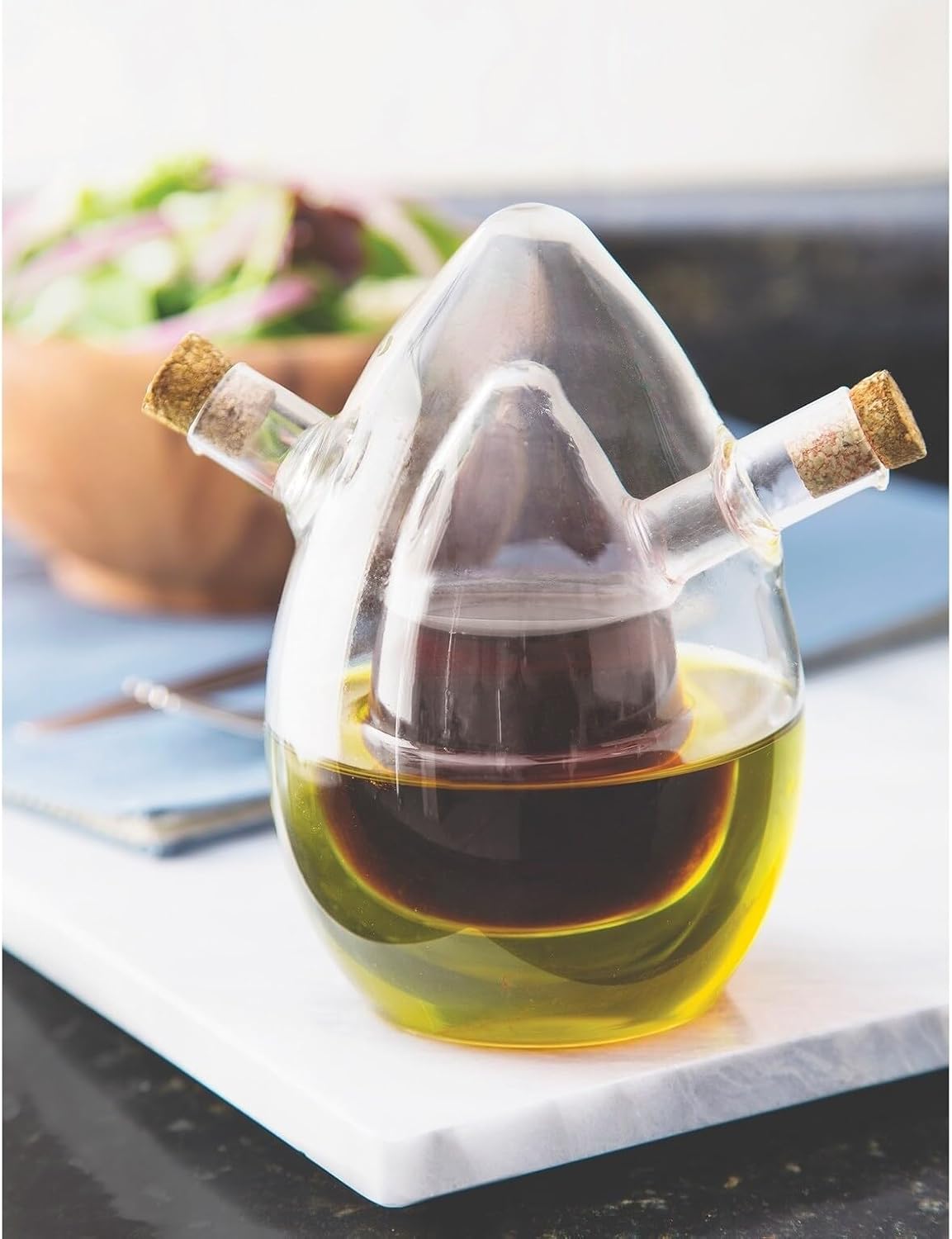Fox Run 7050 Run Grape Motif Oil and Vinegar Cruet Dispenser Bottle, Clear Borosilicate Glass