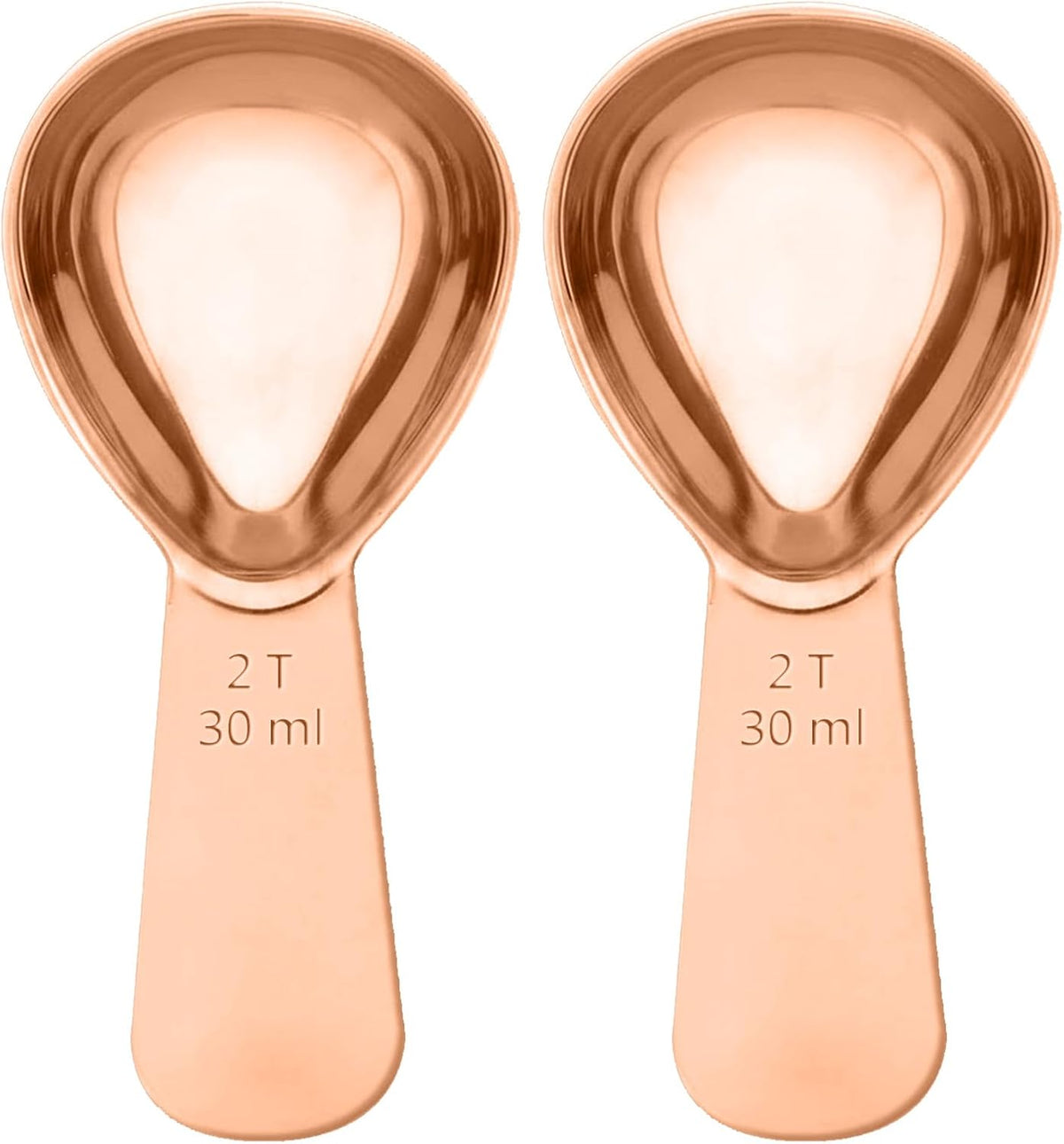 2PCS Coffee Scoop: 1 Tbsp (1/16 Cup / 0.5 Oz / 15Ml) Measuring Spoons Stainless Steel Rose Gold Set for Ground Coffee Protein Powder & Spices Short Handle Fits into Canisters