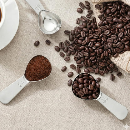 2PCS Coffee Scoop: 1 Tbsp (1/16 Cup / 0.5 Oz / 15Ml) Measuring Spoons Stainless Steel Rose Gold Set for Ground Coffee Protein Powder & Spices Short Handle Fits into Canisters