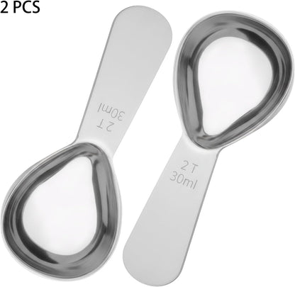 2PCS Coffee Scoop: 1 Tbsp (1/16 Cup / 0.5 Oz / 15Ml) Measuring Spoons Stainless Steel Rose Gold Set for Ground Coffee Protein Powder & Spices Short Handle Fits into Canisters