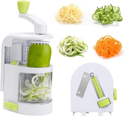 Spiralizer Vegetable Slicer 4 in 1 Rotating Blades Veggie Spiralizer | Stainless Steel Blade, Zucchini Spiral Noodle Maker with Strong Suction Cup, Spiral Slicer Blade for Veggie Spaghetti Paste
